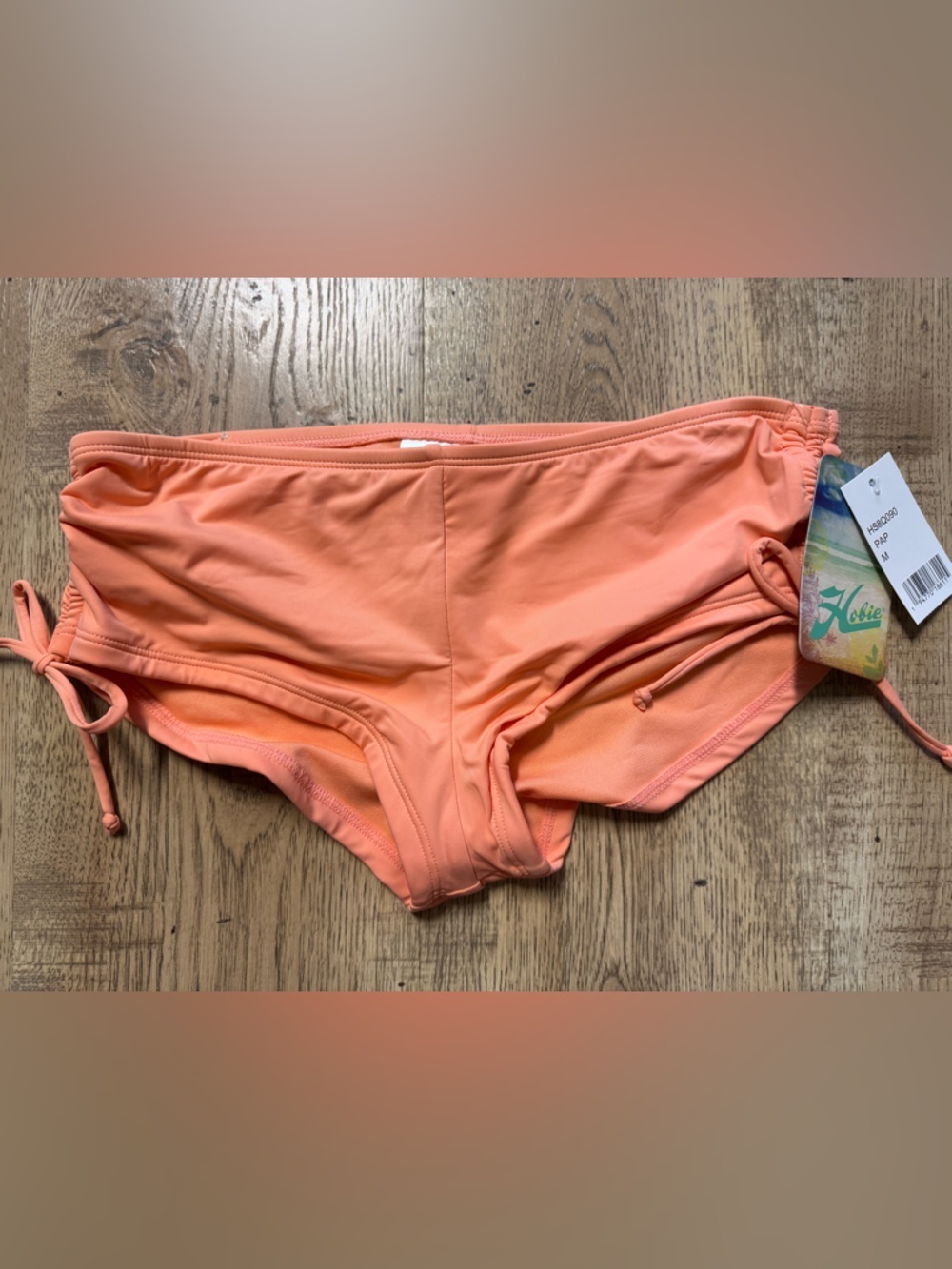 Hobie Bikini Bottom Peach Side Tie Boyshort Cheeky Size M NWT - Picture 4 of 9
